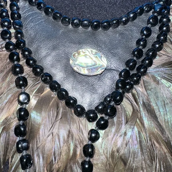 Valextra Black Leather and Feather Necklace - Picture 5 of 9